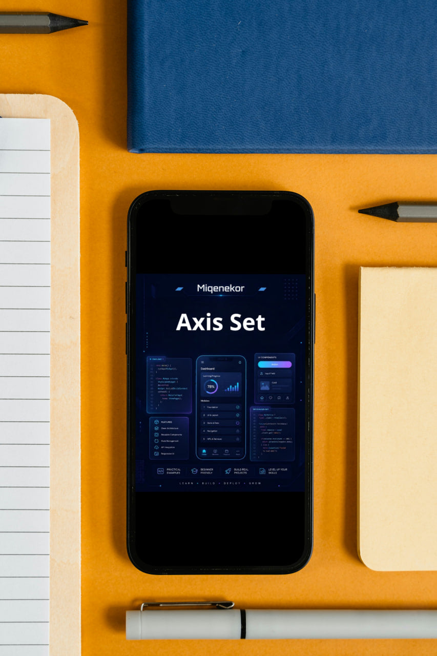 Smartphone displaying an app interface on a desk with stationery items