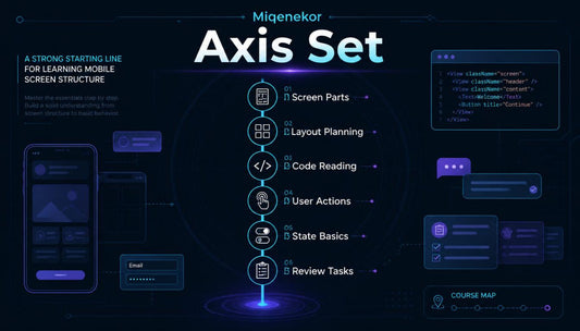 Migenekor Axis Set course map with digital interface elements on a dark background