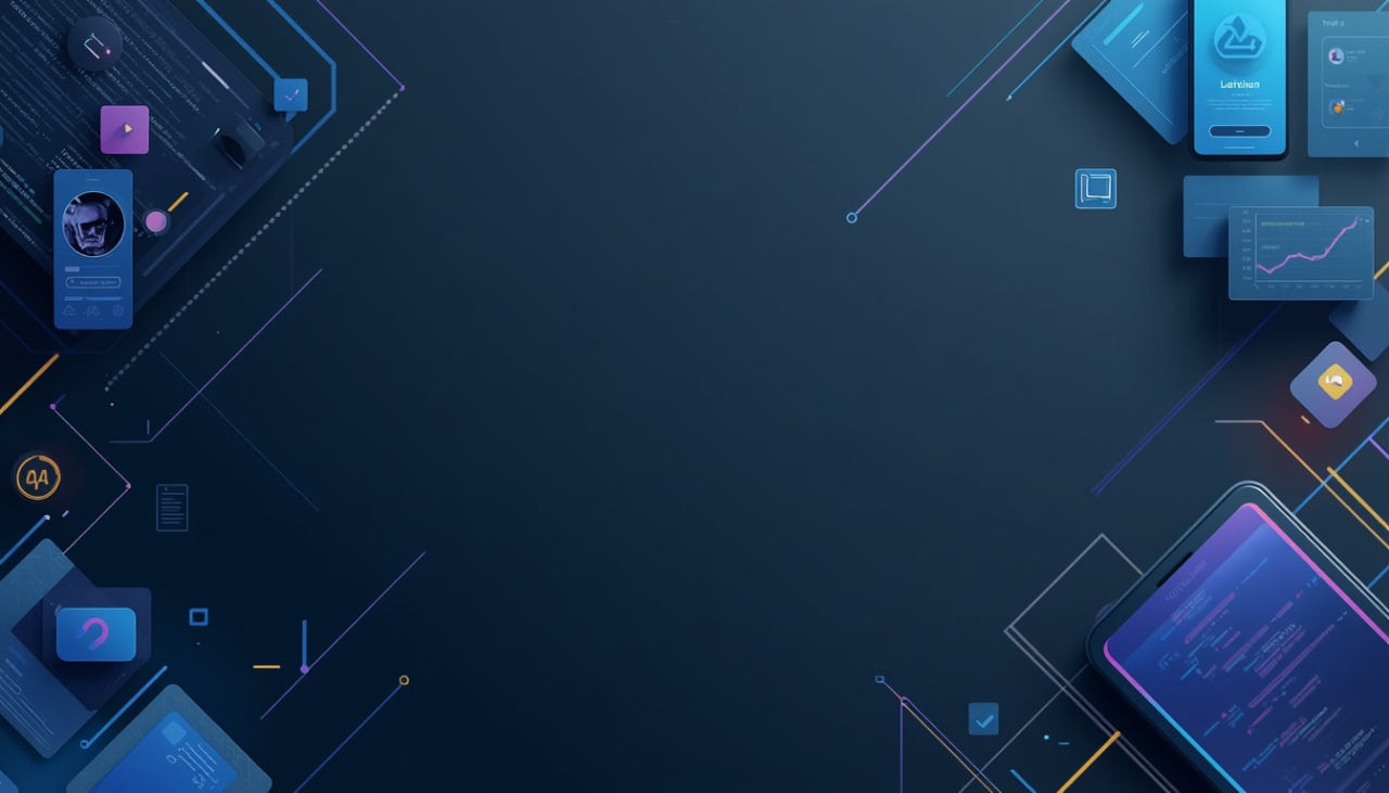 Technological background with futuristic interface elements on a dark blue gradient
