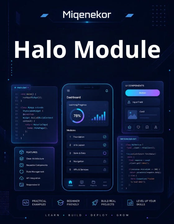 Miqenekor Halo Module with software interface design on a dark background