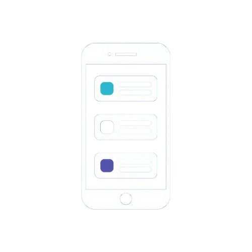Phone interface with app icons on a white background